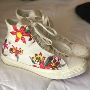 High top Converse with Floral Embroidery